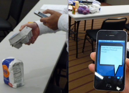 Smart objects assign tasks to users - a practical exercise performed during the DOMe-IoT 2012 workshop.