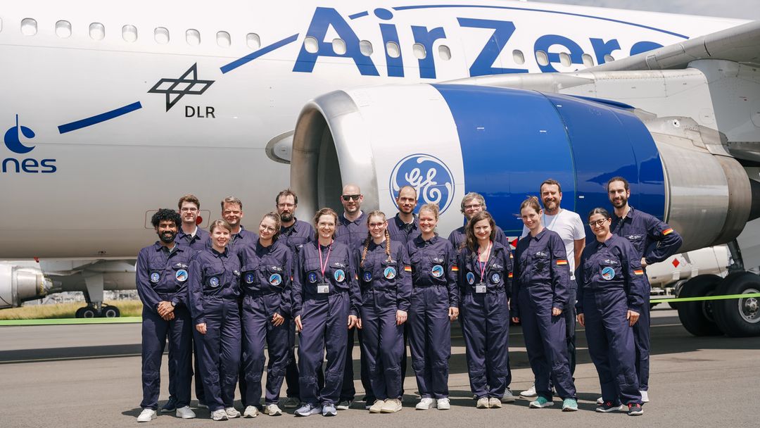 Parabolic flight team in front of the airplane