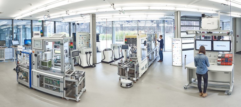 Panoramabild der SmartFactory-KL Produktionsanlage